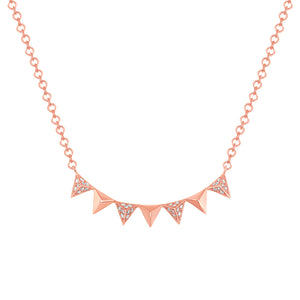 14k Rose Gold, Diamond, Pointed Triangle Necklace