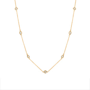 14k Yellow Gold, Diamond , Beads Of Diamond Necklace