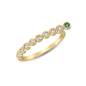 14k Yellow Gold, Diamond,Round Extended Green Ending Ring