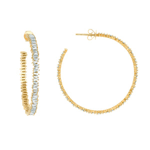 14k Yellow Gold, Diamond , Diamond Studded Hoop Earring