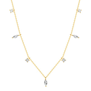 14K Yellow Gold, Diamond, Illusion Necklace