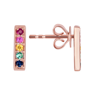 14K Rose Gold, Multi Color Post Earrings