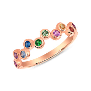14K Rose Gold, Multi Color Sapphire Ring