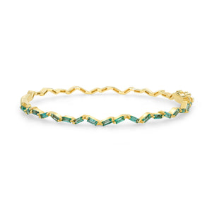 14K Yellow Gold, Emerald Zigzag Bangle