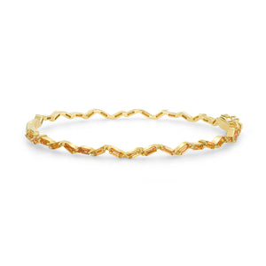 14K Yellow Gold, Fancy Shape Yellow Citrine Zigzag Bangle