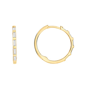 14K Yellow Gold, Diamond, Baugett Huggies Earrings